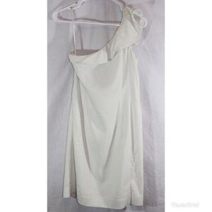 Ann Taylor Ivory One Shoulder Dress